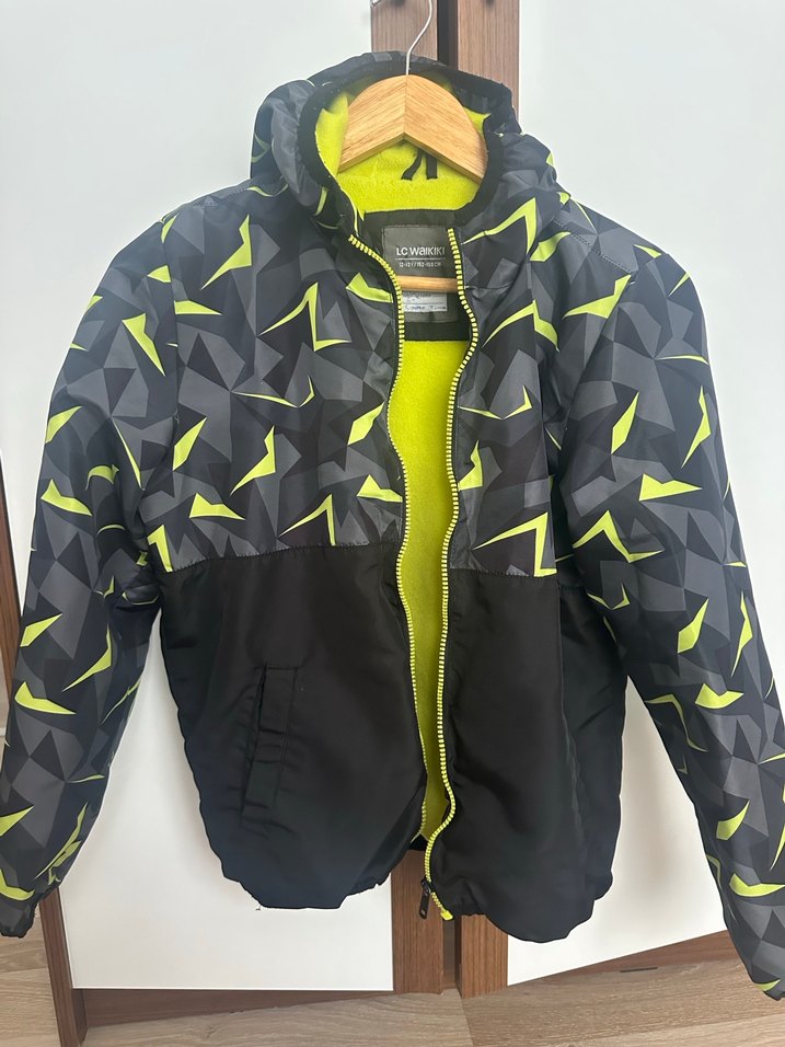 Sarı Siyah Baskılı Fermuarlı Erkek çocuk Mont - Görsel 2