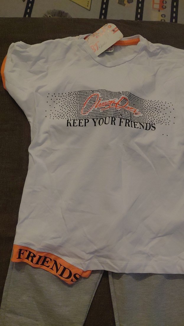 Gri Baskılı Kız Eşofmanı Takımı - Görsel 2