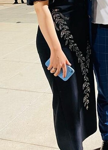 Siyah taşlı kalem abiye