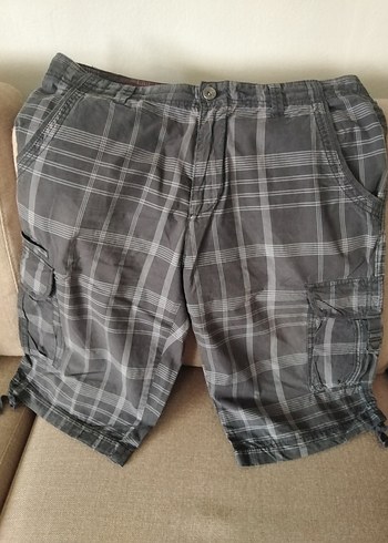 Diğer Gri Kareli kargo Bermuda Şort