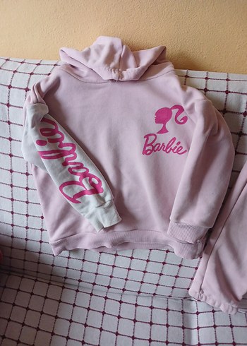 Barbie Pembe Kapüşonlu Kız Eşofman Takımı - Görsel 2