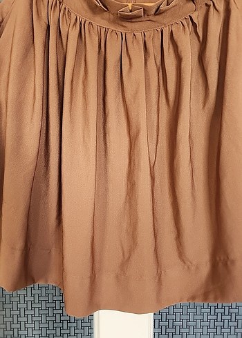 H&M Bej Dokulu Midi Kadın Etek