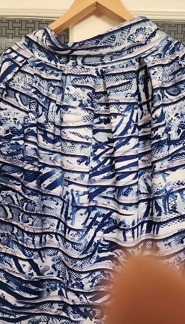 Bohem Gri-Mavi Piliseli Mini  etek - Görsel 2