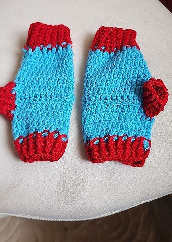 Renkli Örgü Kadın Eldivenleri Ayıcık Desenli - Görsel 3