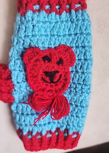 Renkli Örgü Kadın Eldivenleri Ayıcık Desenli - Görsel 6