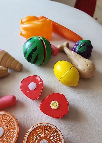 Beden Renk Renkli Plastik Kesilebilir Oyuncak Yemekler