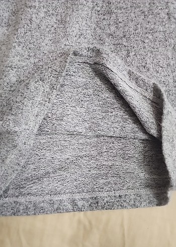 Gri V Yakalı Uzun Kollu Triko Elbise - Görsel 9