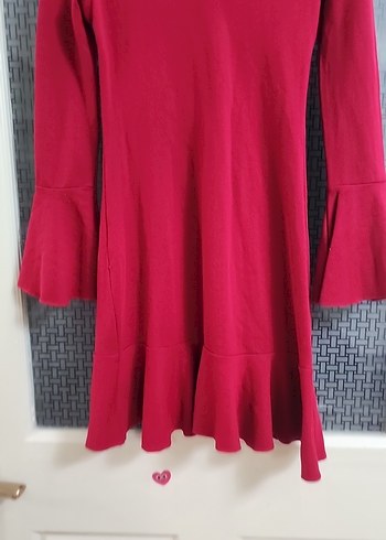 V Yakalı Uzun Kollu Triko Elbise - Görsel 2