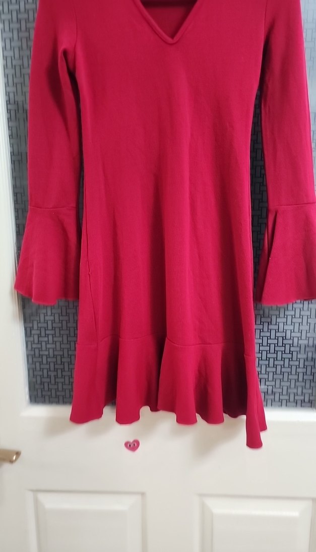 V Yakalı Uzun Kollu Triko Elbise - Görsel 2