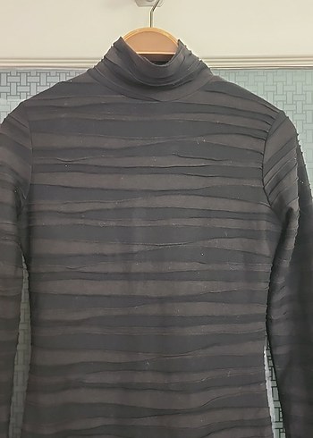 Uzun Kollu Siyah Midi Triko Elbise - Görsel 3