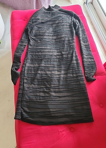 Uzun Kollu Siyah Midi Triko Elbise - Görsel 7