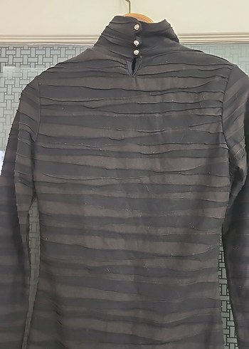 Uzun Kollu Siyah Midi Triko Elbise - Görsel 6