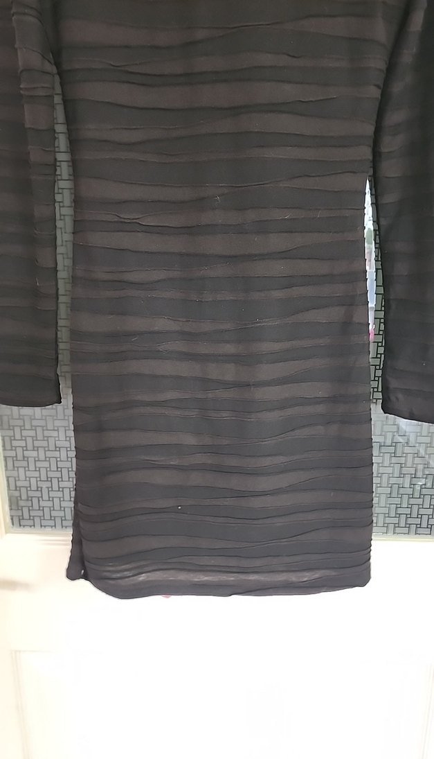 Uzun Kollu Siyah Midi Triko Elbise - Görsel 2