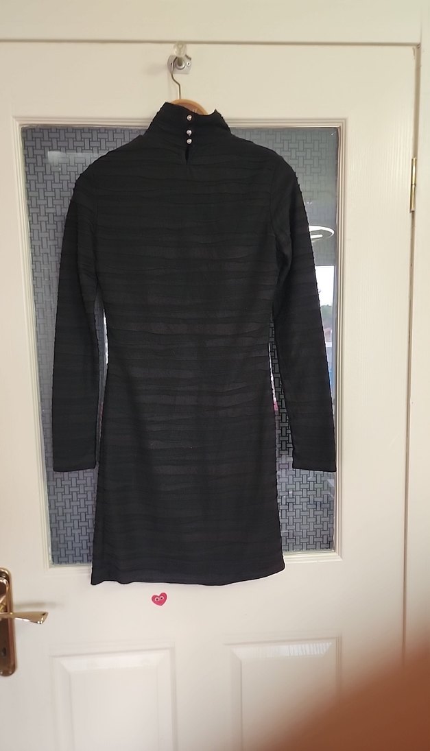 Uzun Kollu Siyah Midi Triko Elbise - Görsel 4