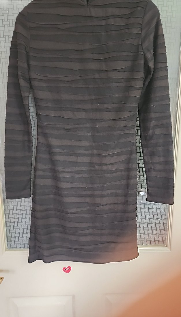 Uzun Kollu Siyah Midi Triko Elbise - Görsel 5