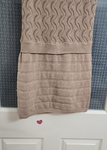 Kemerli V Yaka Kolsuz Mini Triko Elbise - Görsel 6