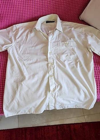 beyaz Renkli Erkek Kısa Kollu Pamuklu Gömlek - Görsel 5
