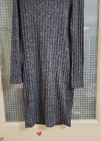 Gri Uzun Kollu Triko Elbise - Görsel 2