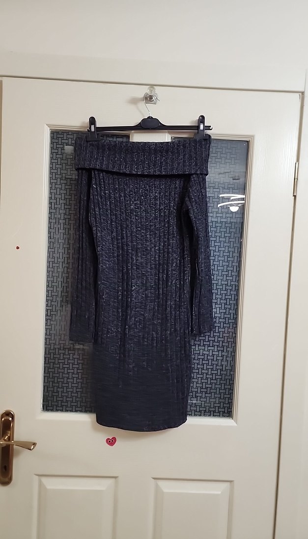 Gri Uzun Kollu Triko Elbise - Görsel 4