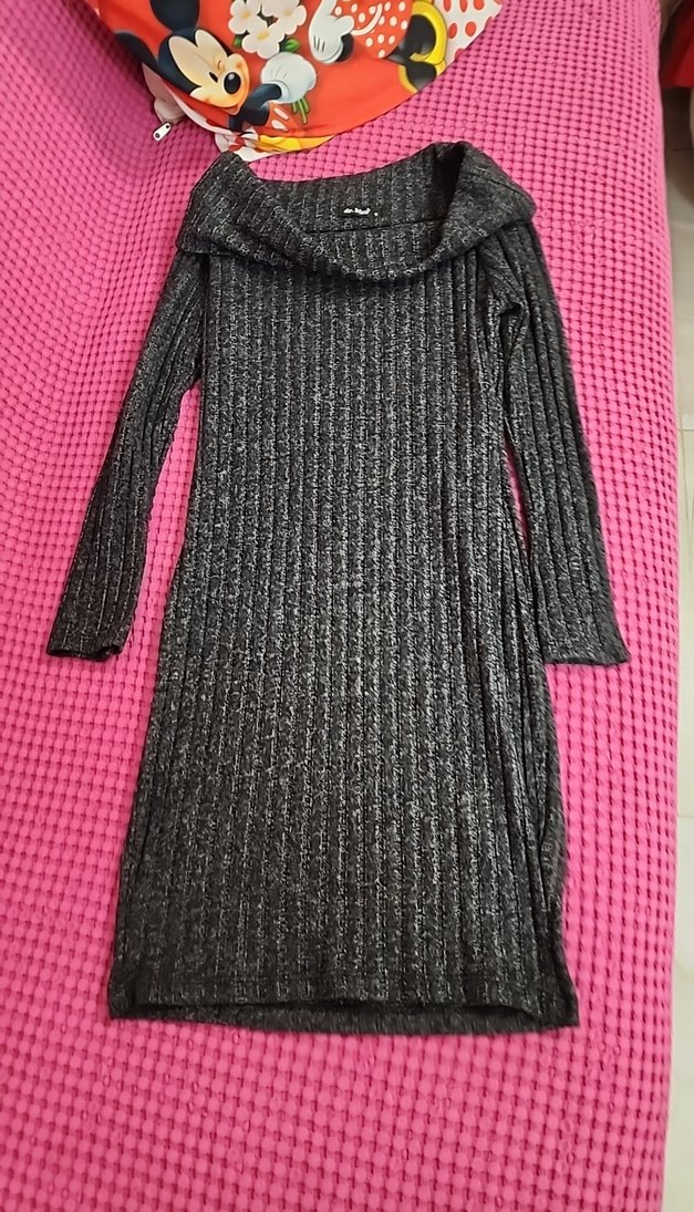 Gri Uzun Kollu Triko Elbise - Görsel 5