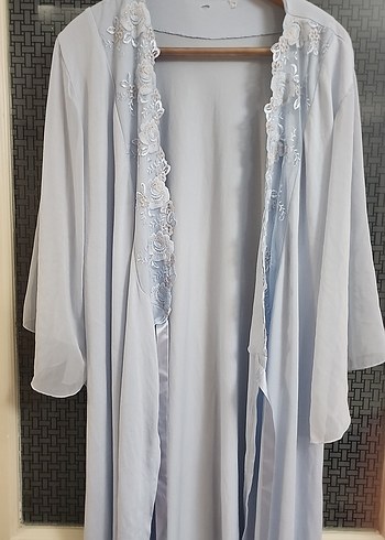 Uzun Kollu Mavi Kadın Sabahlık - Görsel 2