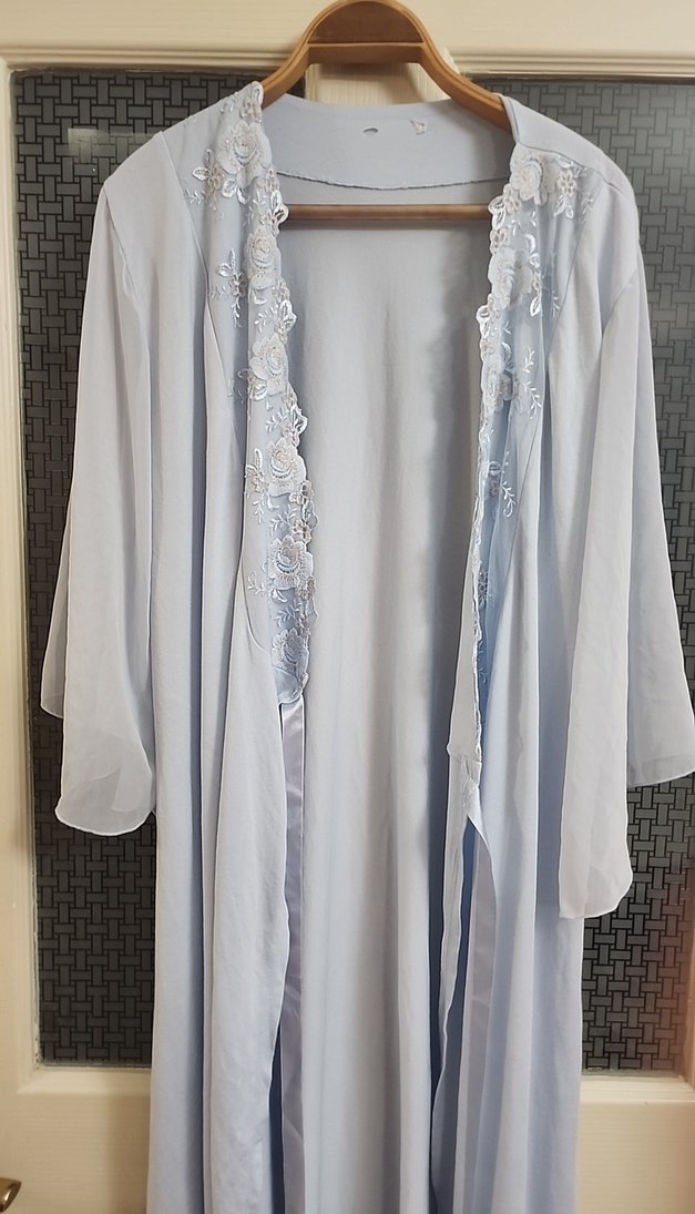 Uzun Kollu Mavi Kadın Sabahlık - Görsel 2