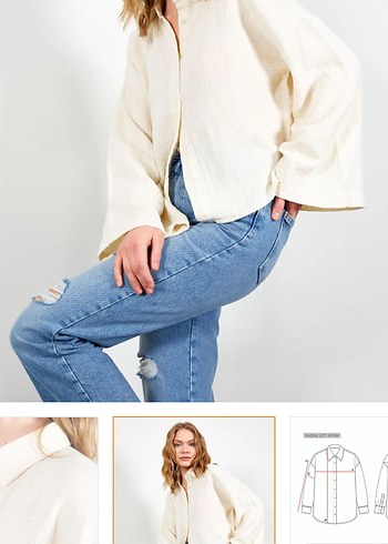 Trendyol & Milla Kadın Beyaz Denim V Yaka Gömlek
