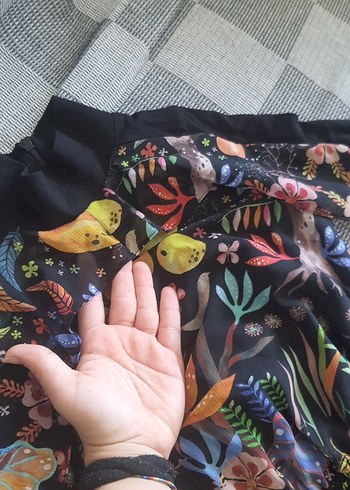 Diğer Çiçekli Bohem Uzun Kollu Mini Kız Elbisesi