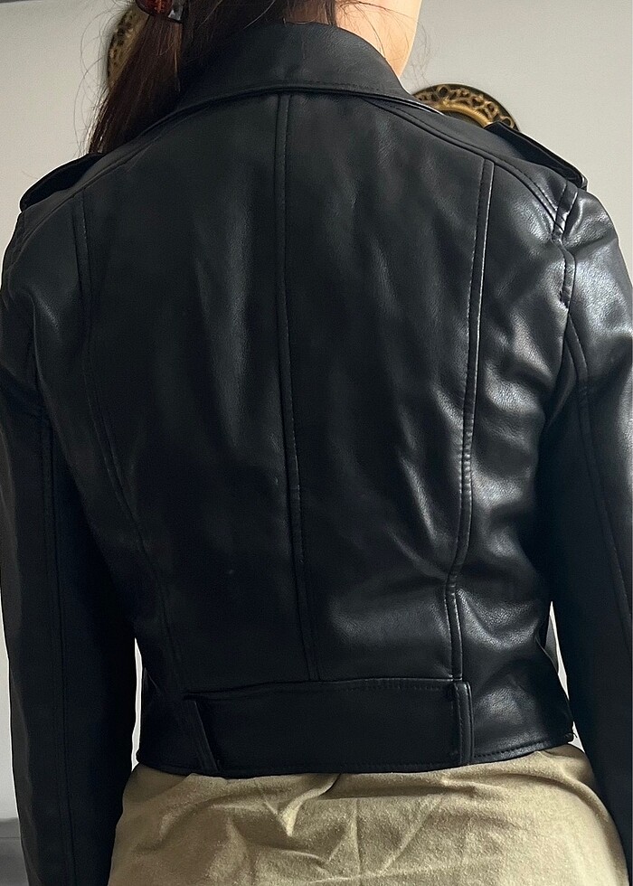 Pull and bear deri ceket - Görsel 3