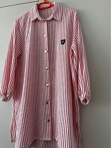 Çizgili gömlek tunik - Görsel 5