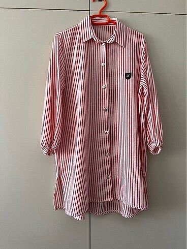 Çizgili gömlek tunik - Görsel 7