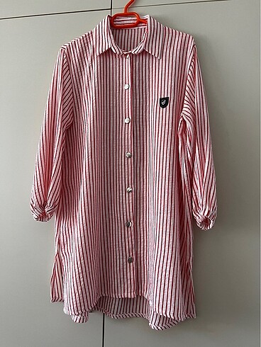 Çizgili gömlek tunik - Görsel 8