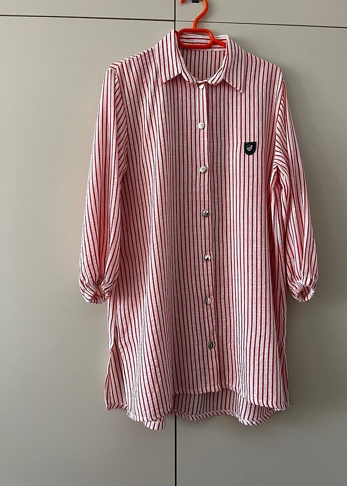 Çizgili gömlek tunik - Görsel 2