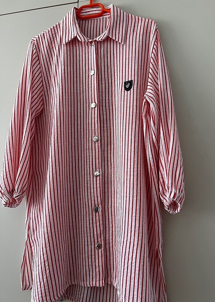 Çizgili gömlek tunik - Görsel 5