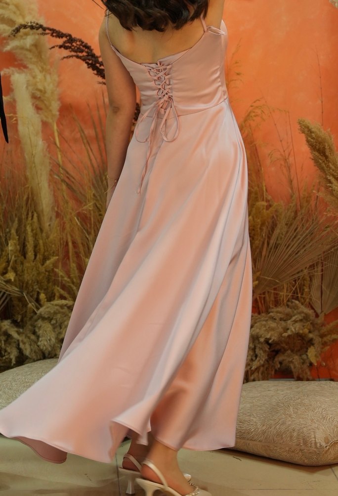 saten askılı nişan veya düğün elbisesi - Görsel 2