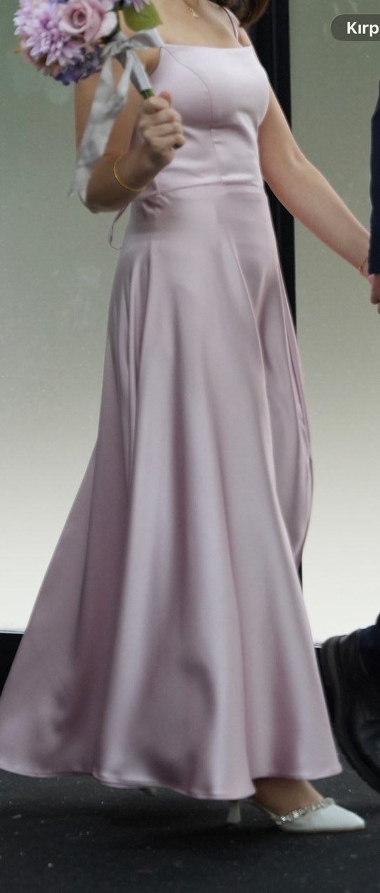 saten askılı nişan veya düğün elbisesi - Görsel 3