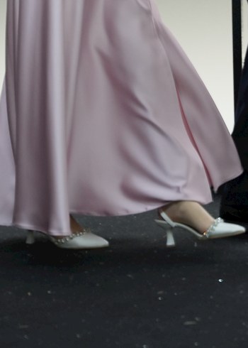 Beyaz Taş İşlemeli Stiletto Gelin Ayakkabısı - Görsel 3