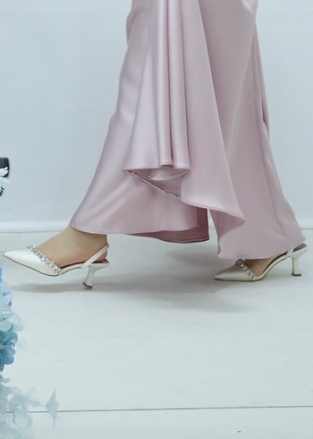 Beyaz Taş İşlemeli Stiletto Gelin Ayakkabısı - Görsel 4