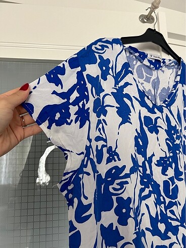 40 Beden mavi Renk KADIN OVERSIZE EFIL EFIL ELBİSE