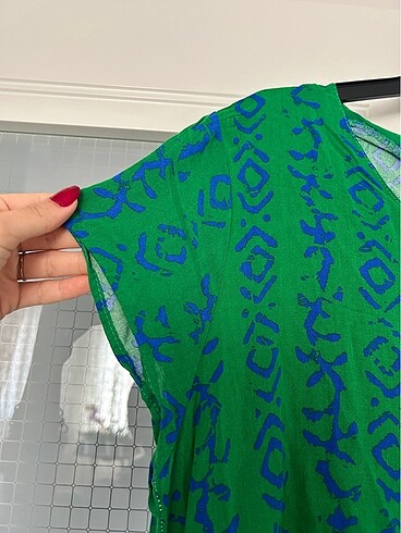 40 Beden yeşil Renk KADIN OVERSIZE EFIL EFIL ELBİSE