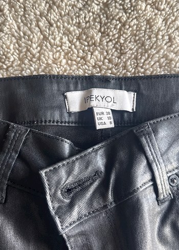 m Beden Siyah Deri Kadın Midi Pantolon