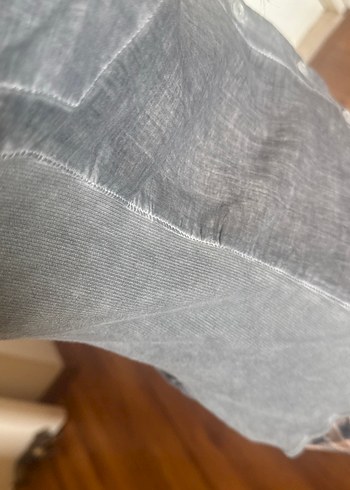 Düğmeli Gri Denim Halter Yaka Kadın Gömlek - Görsel 7