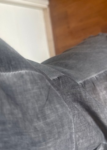 Düğmeli Gri Denim Halter Yaka Kadın Gömlek - Görsel 6