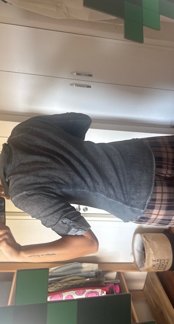 Düğmeli Gri Denim Halter Yaka Kadın Gömlek - Görsel 4