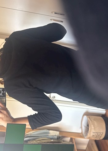10 Yaş Beden Siyah Fermuarlı Sweatshirt