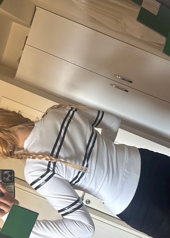 Beyaz Çizgili Fermuarlı ceket - Görsel 3