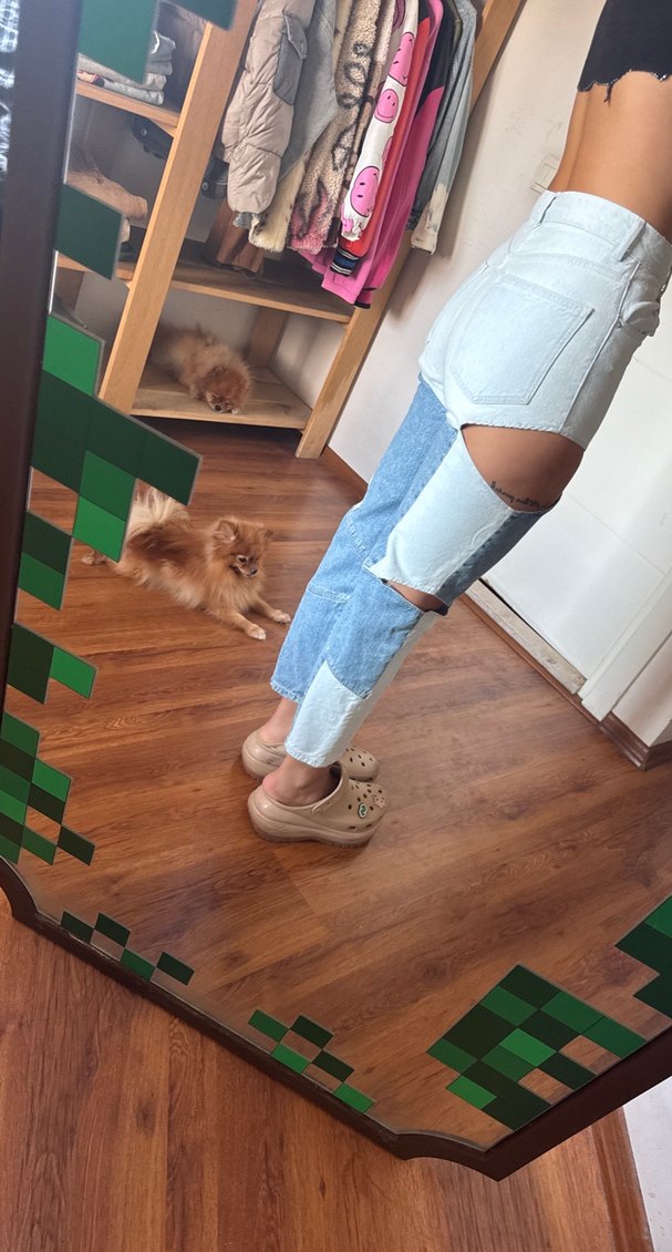 Kadın Mavi Bağcıklı Midi Denim Pantolon - Görsel 4