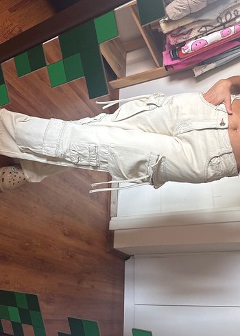 Beyaz Loose Fit Midi Kadın Kot Pantolon - Görsel 5