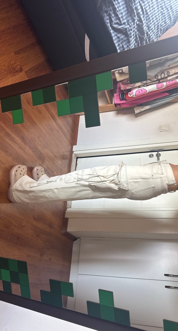 Beyaz Loose Fit Midi Kadın Kot Pantolon - Görsel 2