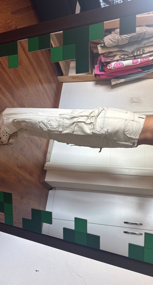 Beyaz Loose Fit Midi Kadın Kot Pantolon - Görsel 4